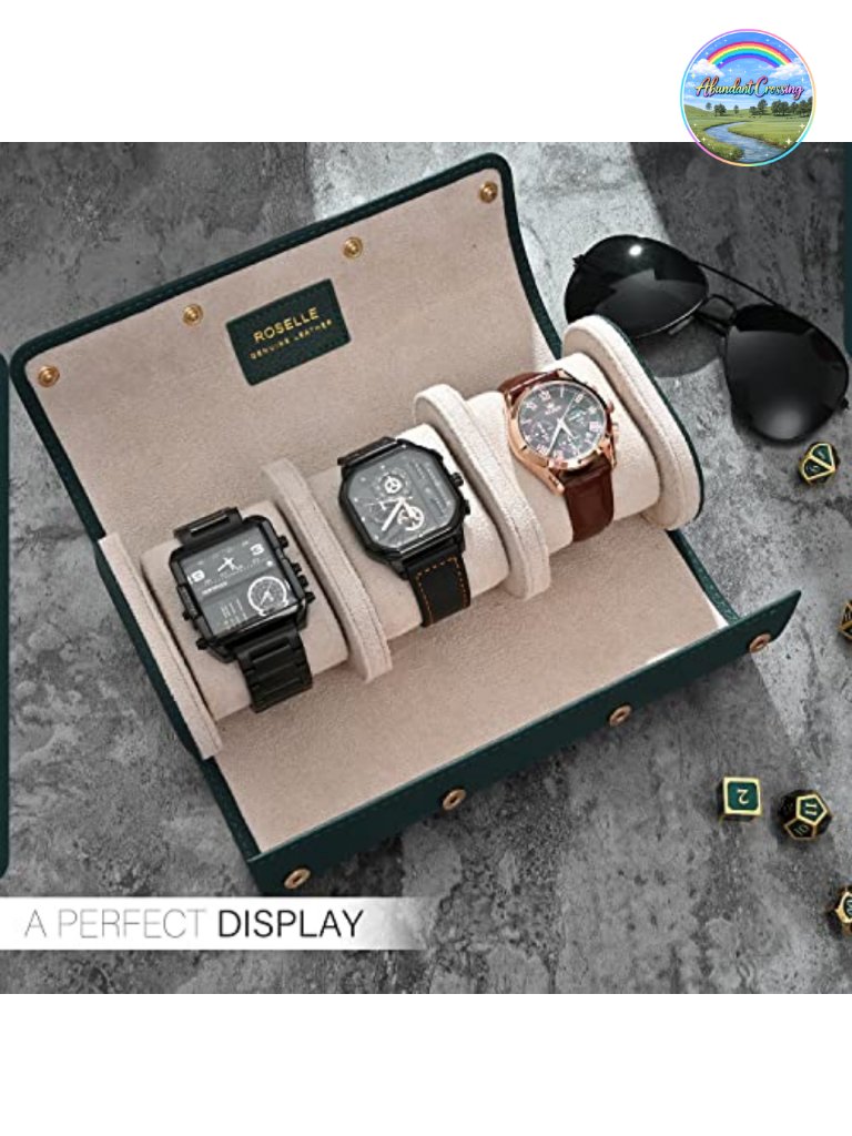 Genuine Leather Watch Roll Travel Case For 3 Watches